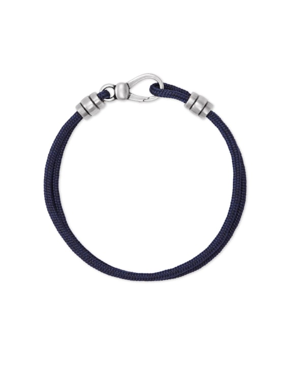 Kenneth Oxidized Sterling Silver Corded Bracelet in Navy